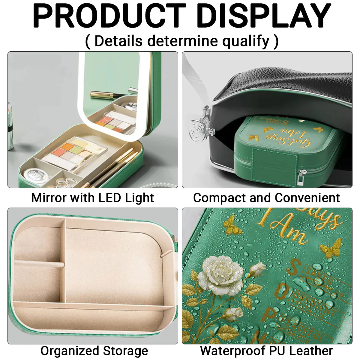 God Says I Am Bible - Personalized Custom Jewelry Box With LED Mirror - Image 4