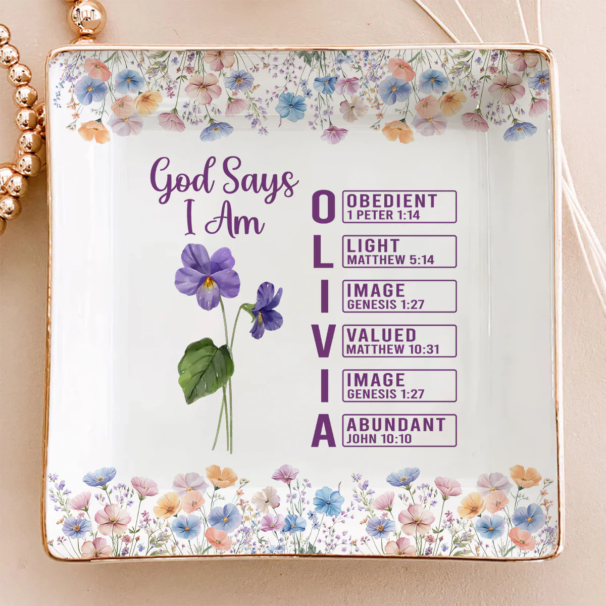 God Says I Am Custom Name - Personalized Custom Jewelry Dish