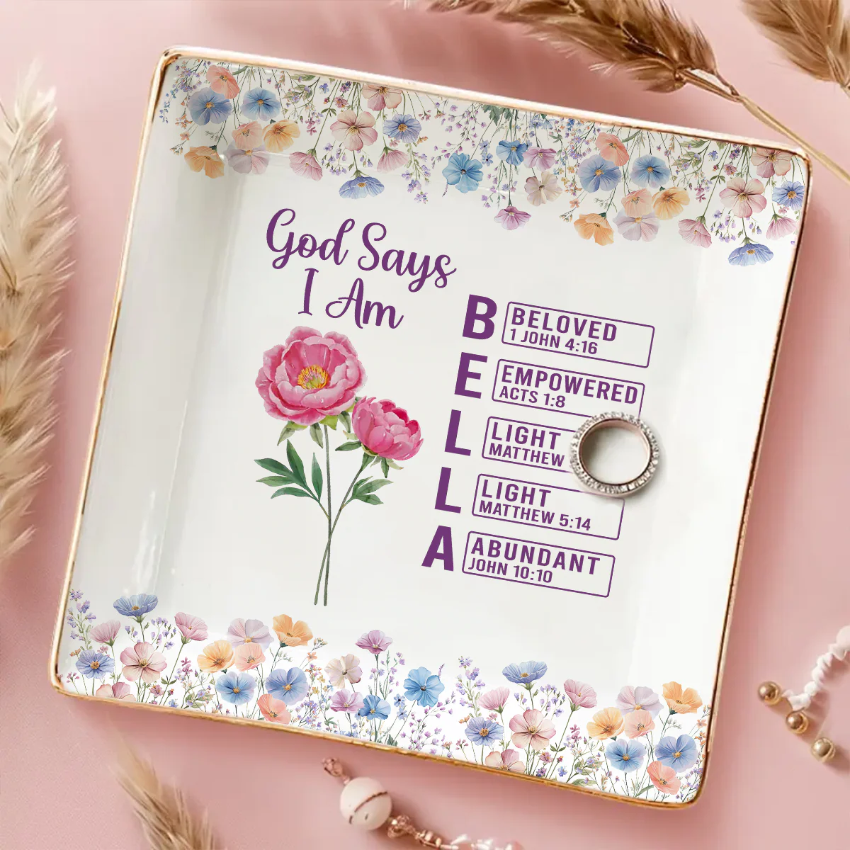 God Says I Am Custom Name - Personalized Custom Jewelry Dish - Image 2