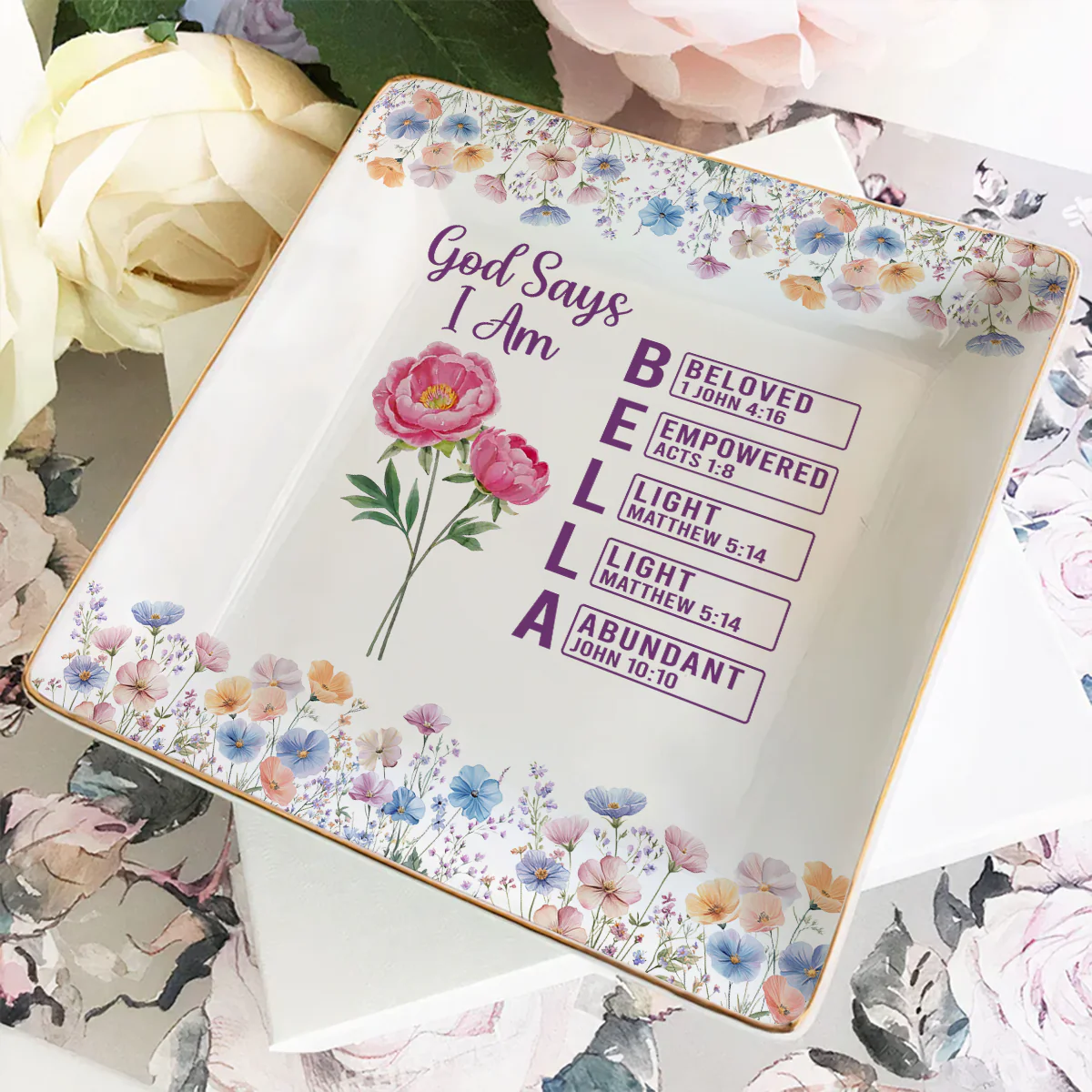 God Says I Am Custom Name - Personalized Custom Jewelry Dish - Image 5