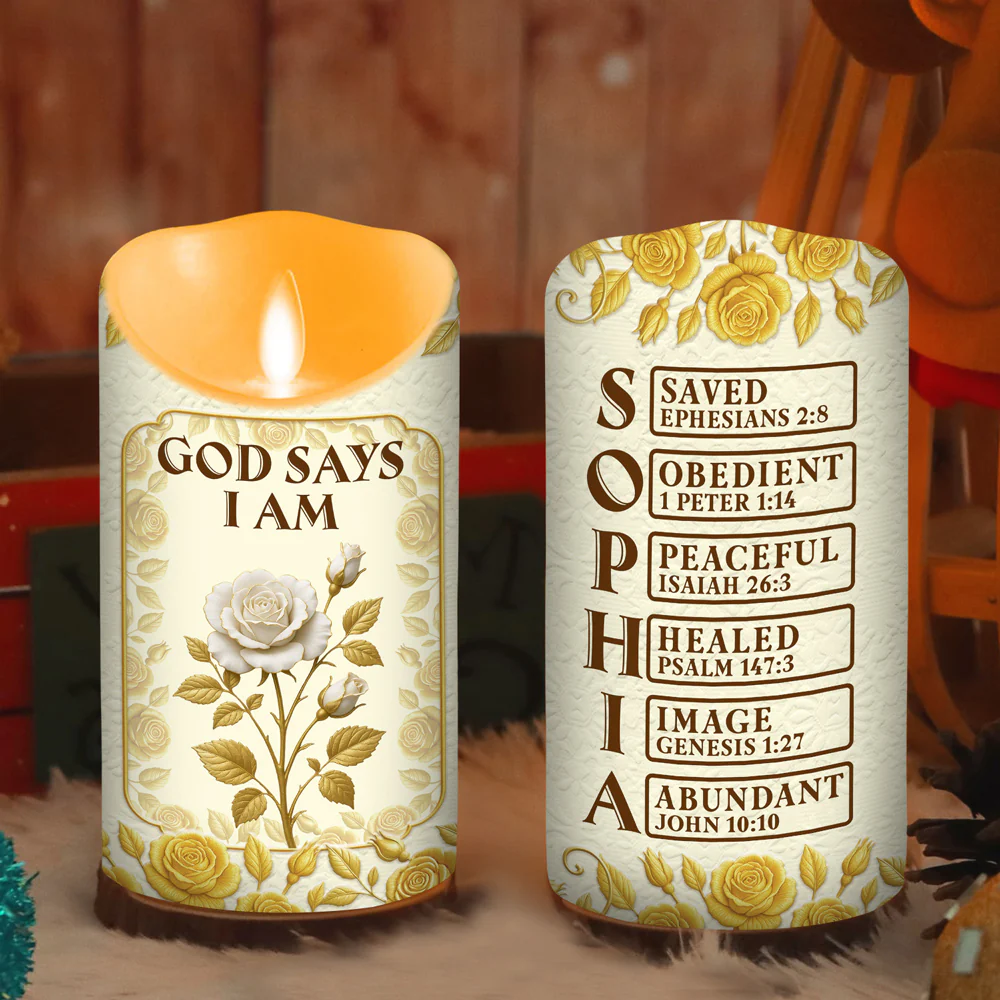 God Says I Am - Personalized Custom 3D Effect LED Candle - Image 4