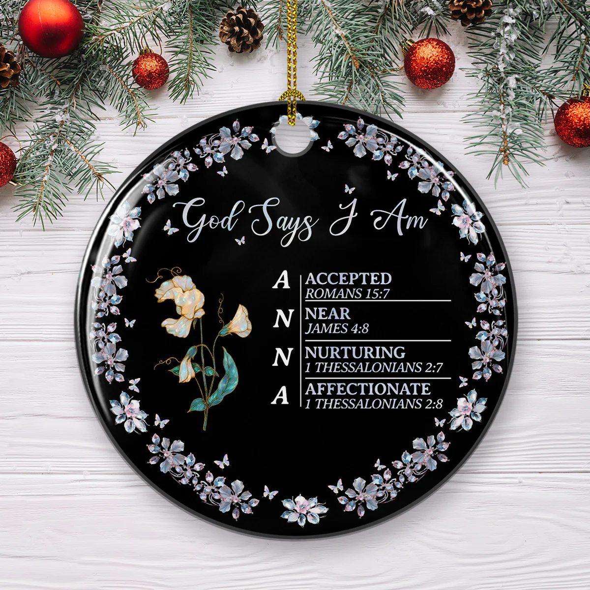 God Says I Am - Personalized Custom Ceramic Ornament - Image 3