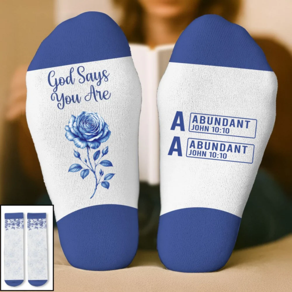 God Says I Am - Personalized Custom Crew Socks - Image 6