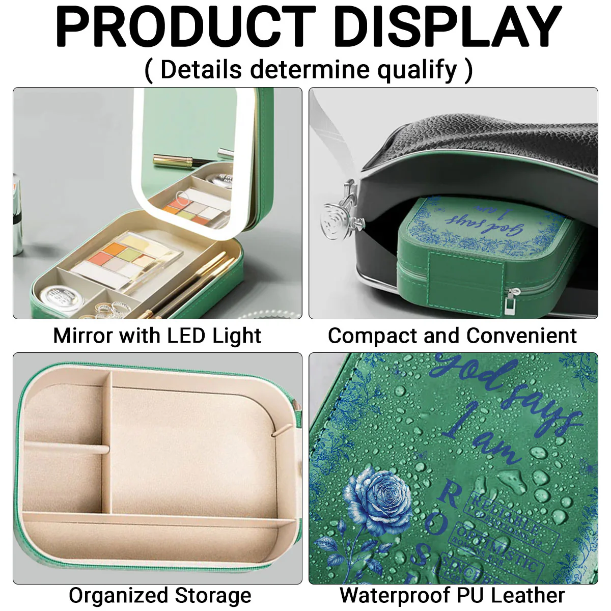 God Says I Am - Personalized Custom Jewelry Box With LED Mirror - Image 4