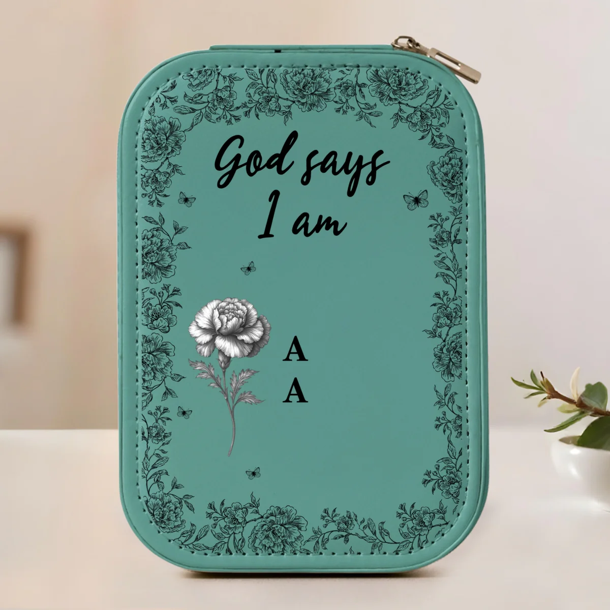 God Says I Am - Personalized Custom Jewelry Box With LED Mirror - Image 8