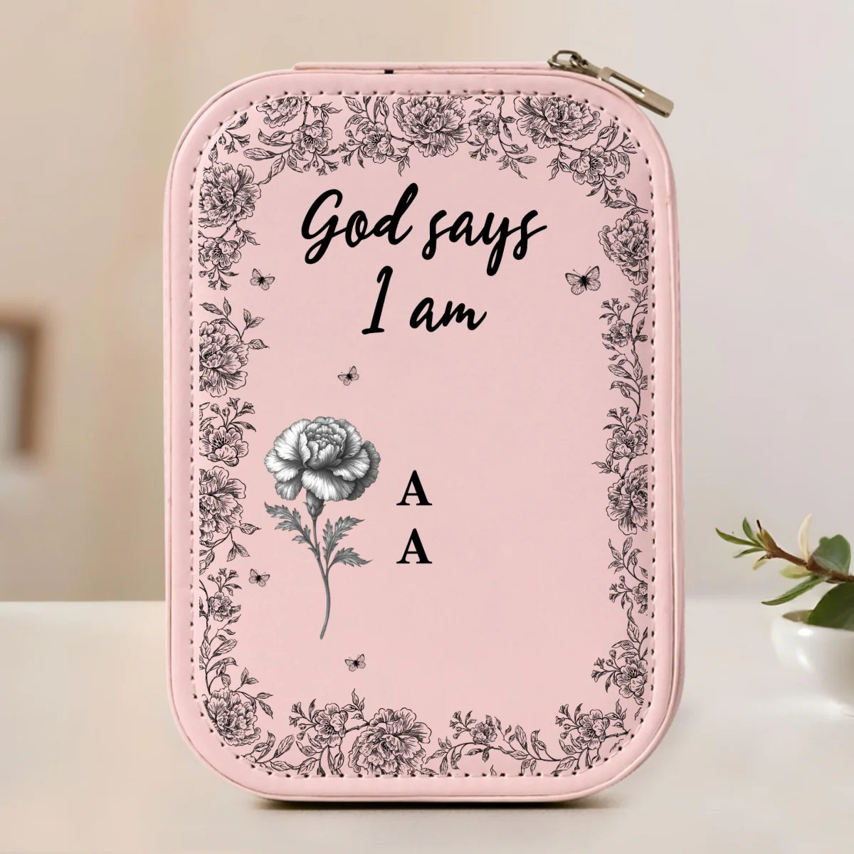God Says I Am - Personalized Custom Jewelry Box With LED Mirror - Image 9