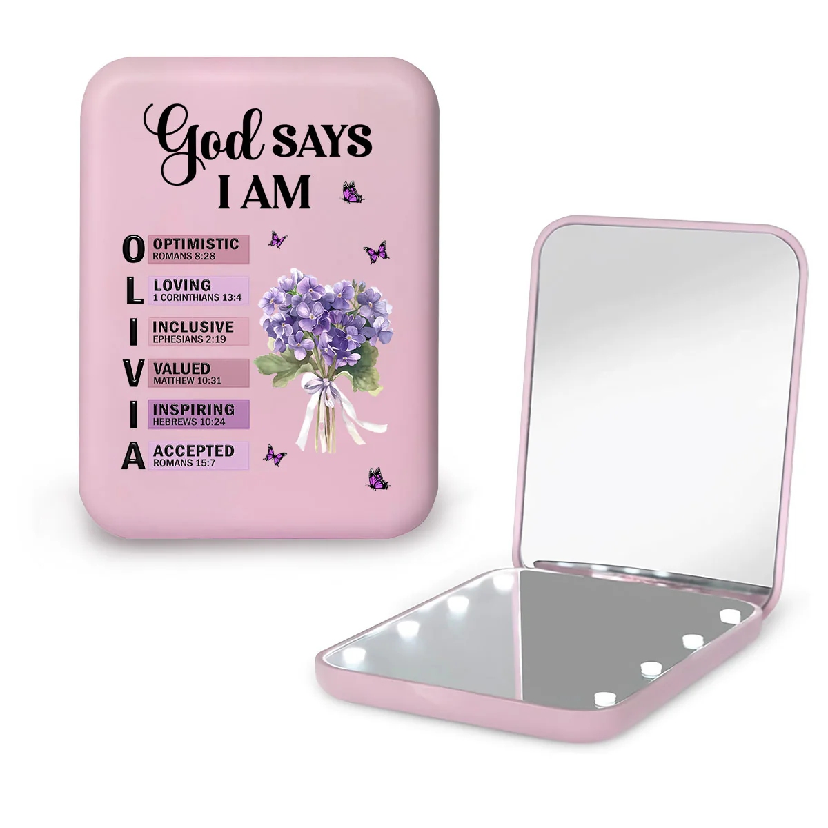 God Says I Am - Personalized Custom LED Pocket Mirror