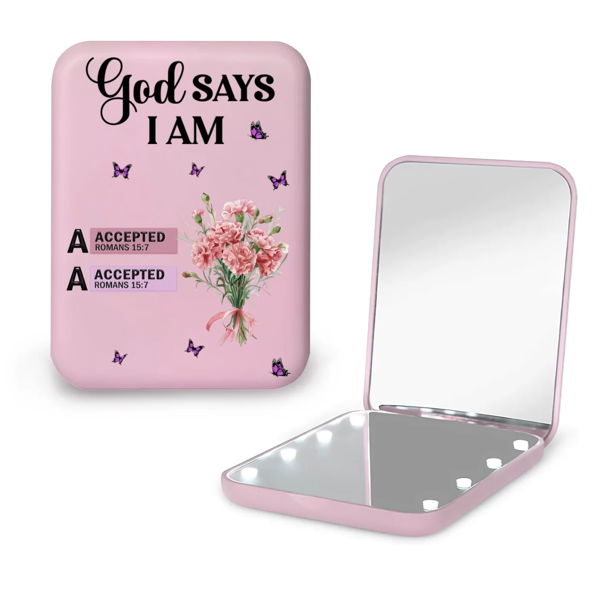 God Says I Am - Personalized Custom LED Pocket Mirror - Image 8