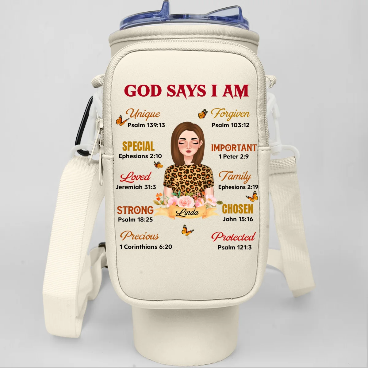 God Says I Am - Personalized Custom 40oz Water Bottle Carrier Bag - Image 9