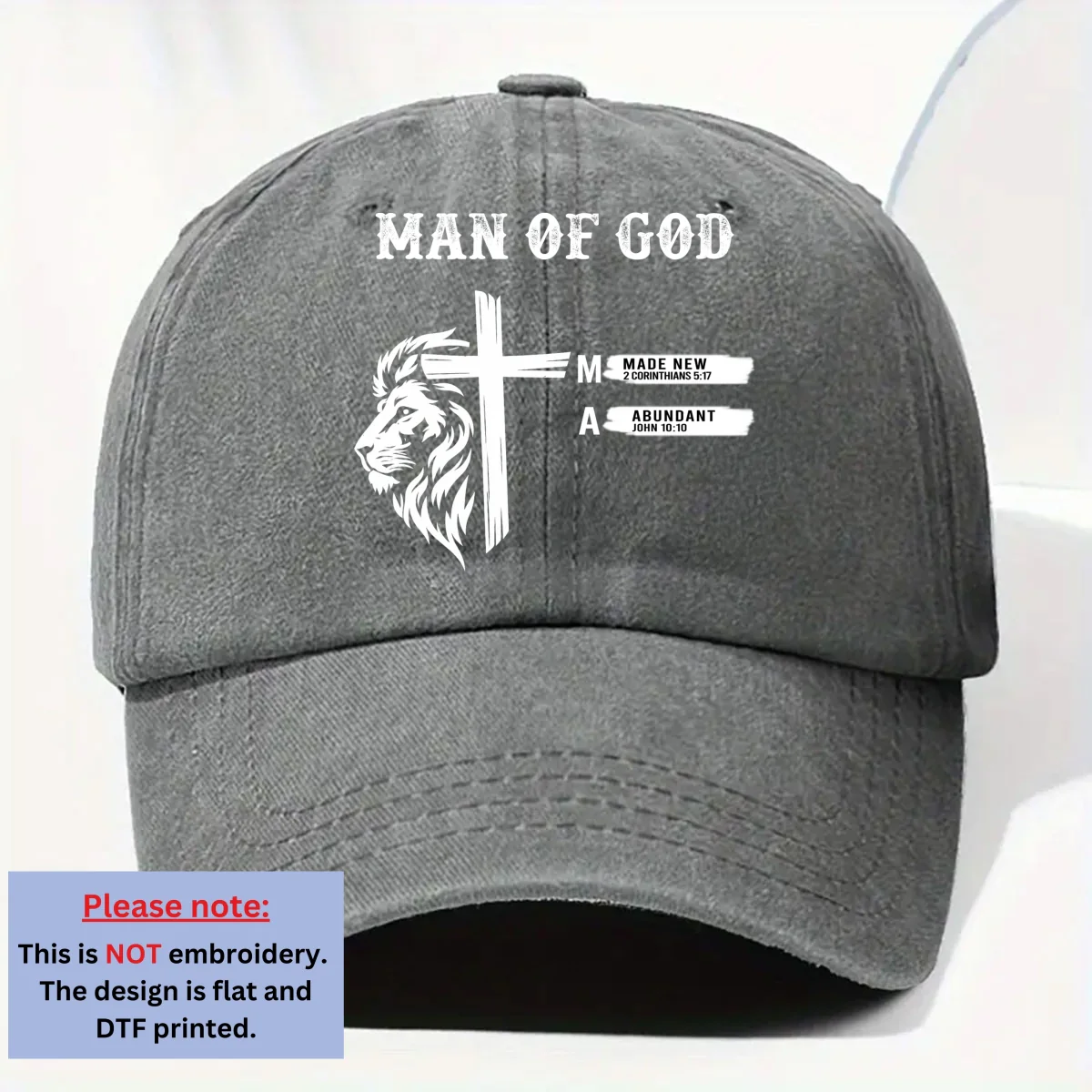 God Says - Personalized Custom Vintage Washed Denim Cap - Image 7