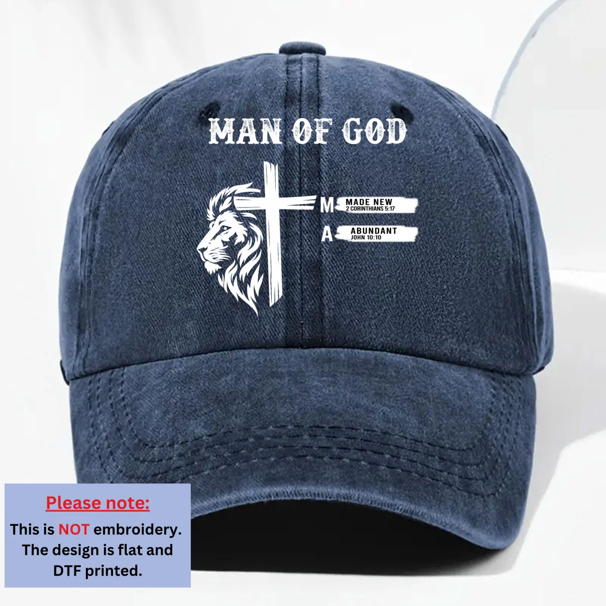 God Says - Personalized Custom Vintage Washed Denim Cap - Image 8