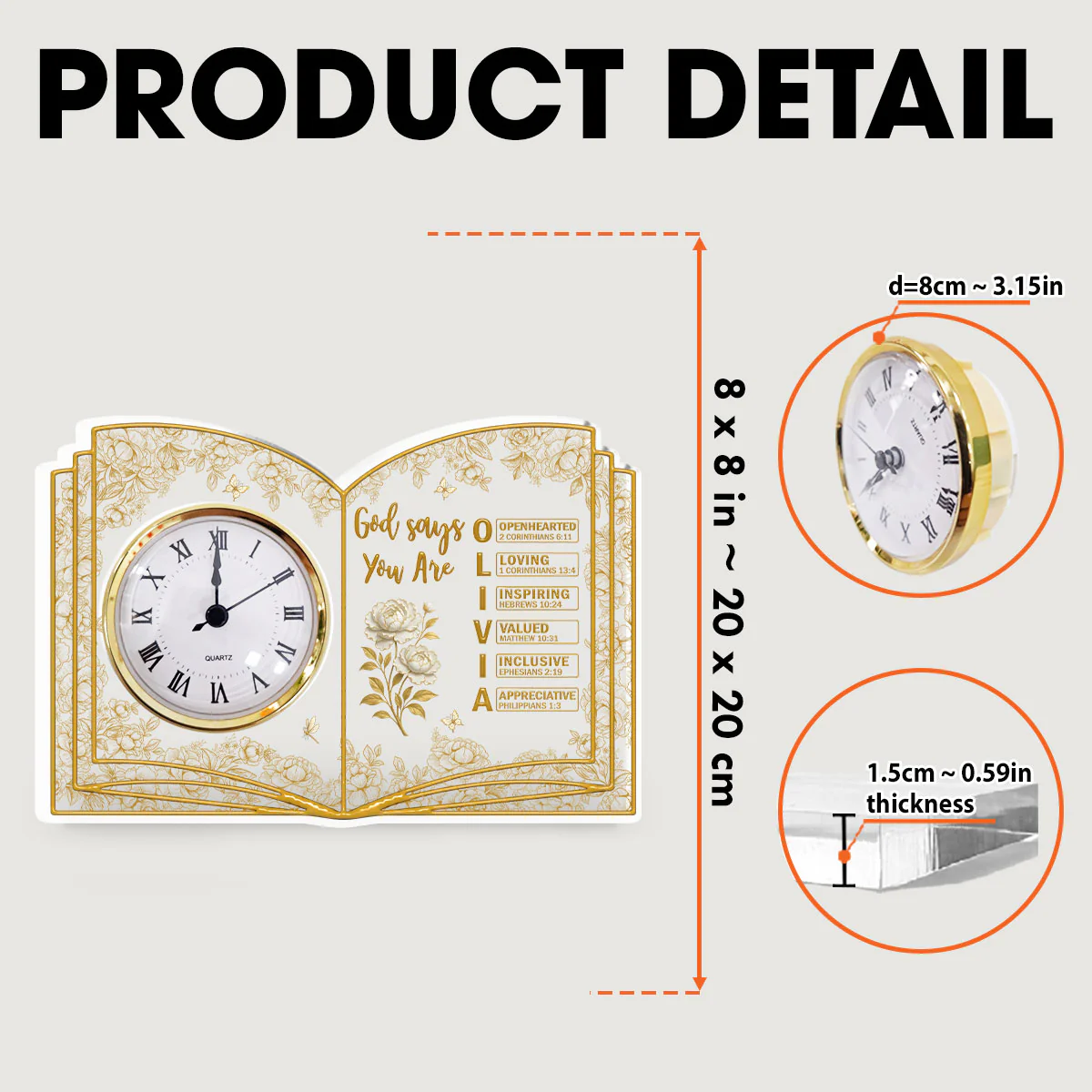 God Says You Are Bible - Personalized Custom Acrylic Desk Clock Plaque - Image 6