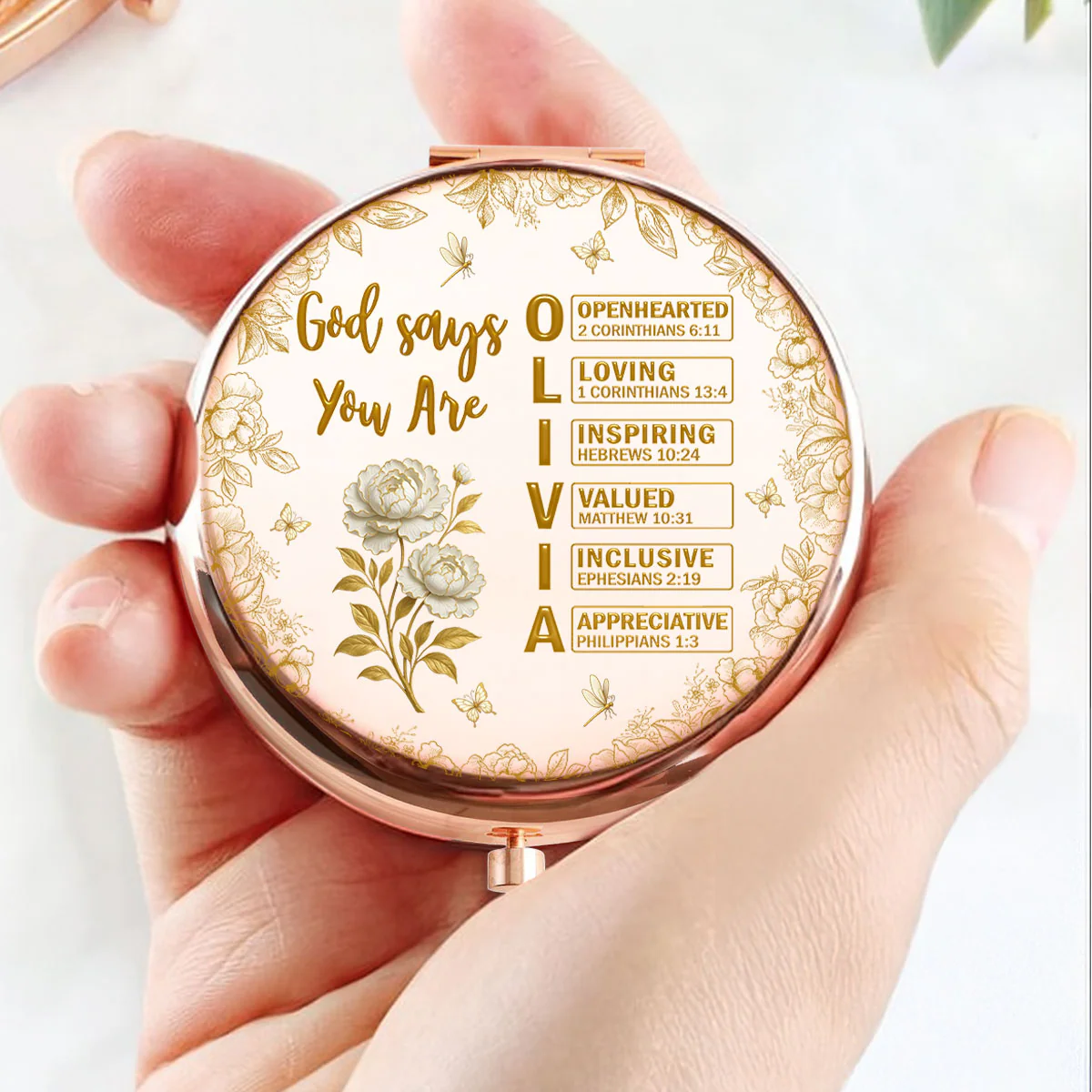 God Says You Are Bible - Personalized Custom Compact Mirror - Image 2
