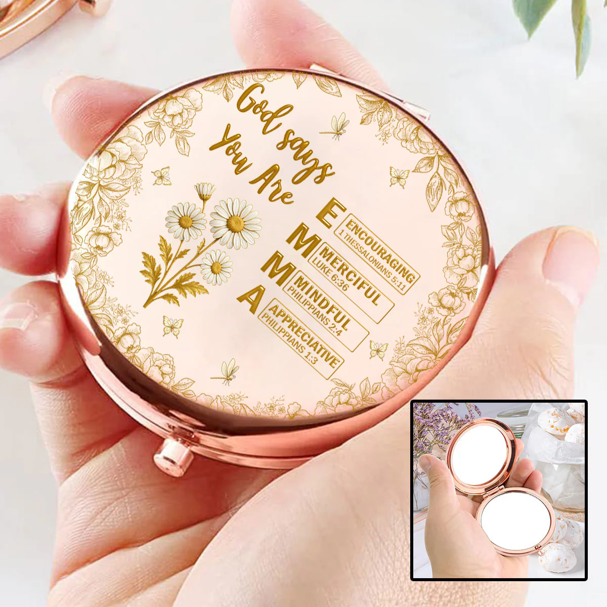 God Says You Are Bible - Personalized Custom Compact Mirror - Image 5