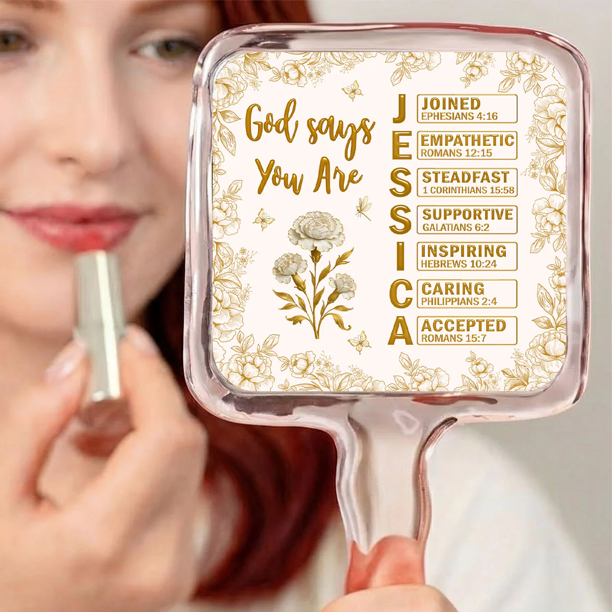 God Says You Are Bible - Personalized Custom Handheld Mirror - Image 4