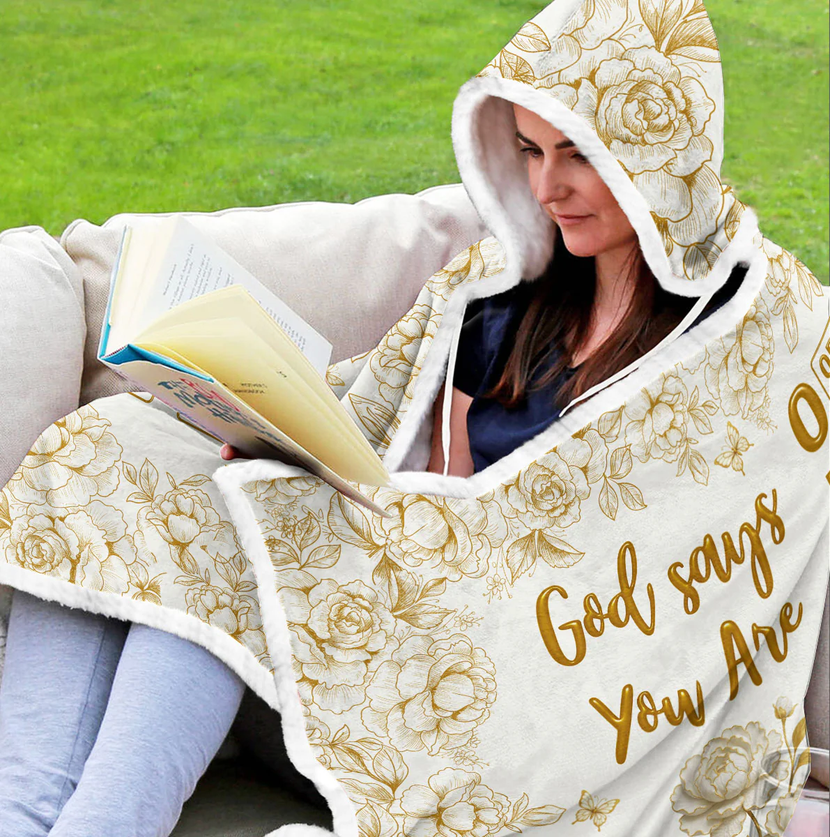 God Says You Are Bible - Personalized Custom Hooded Blanket - Image 2