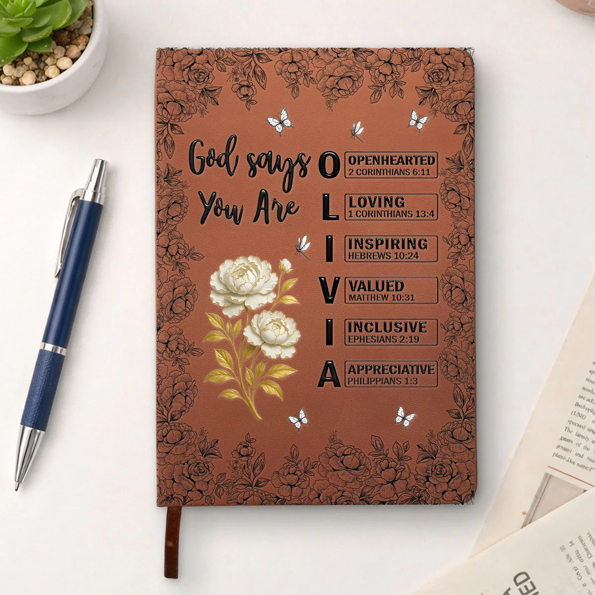 God Says You Are Bible - Personalized Custom Leather Journal - Image 4