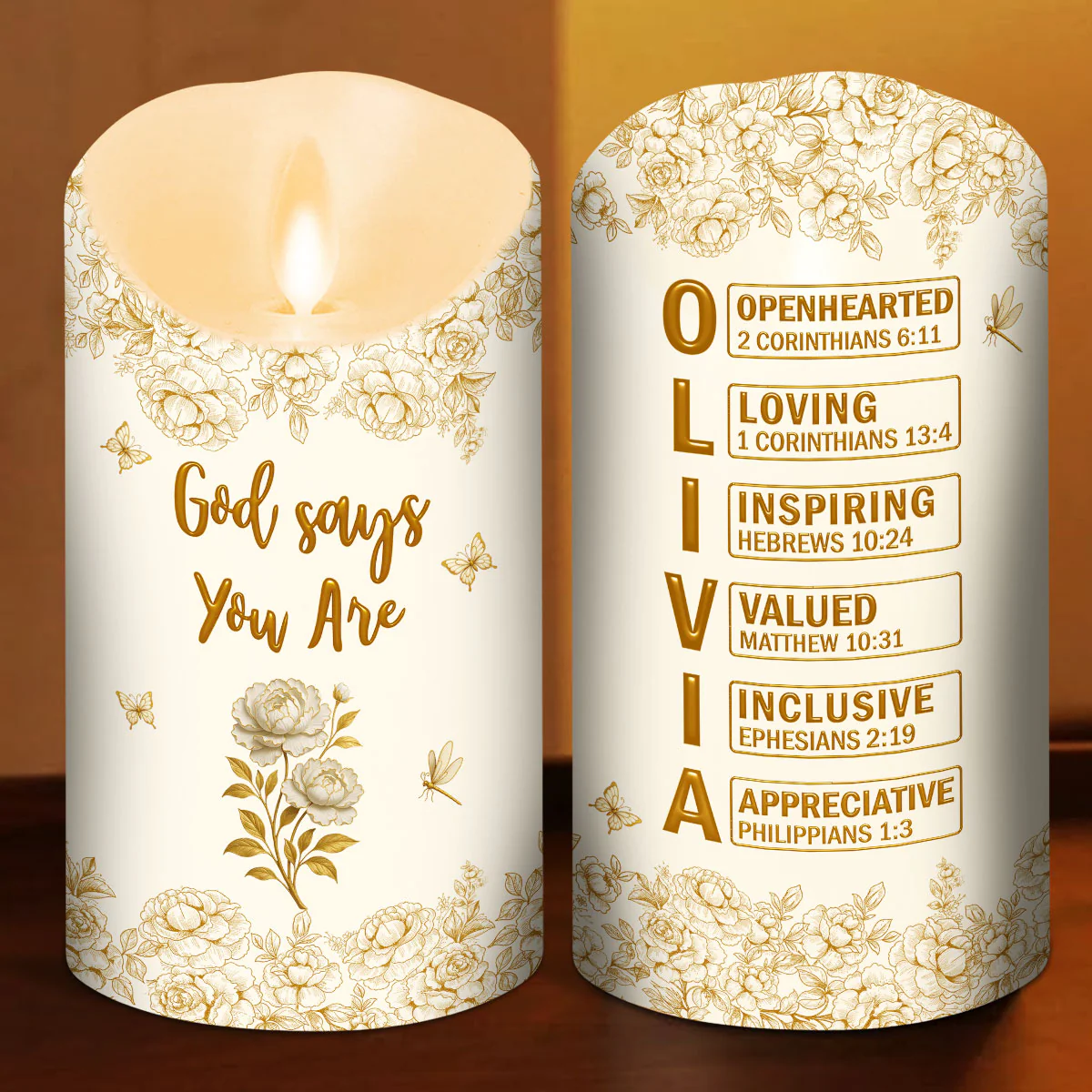 God Says You Are Bible - Personalized Custom LED Candle - Image 6