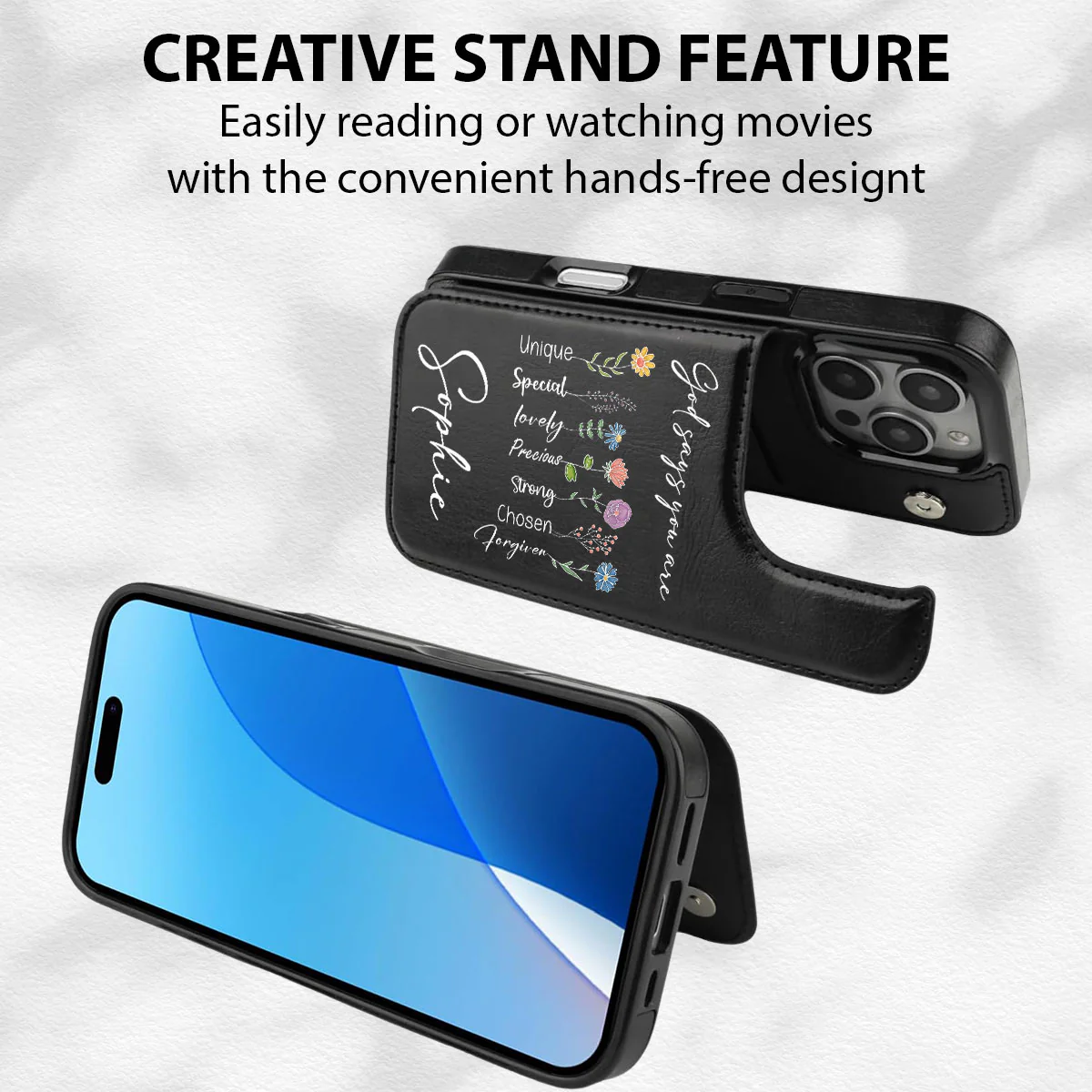 God Says You Are - Personalized Custom Leather Phone Case - Image 5