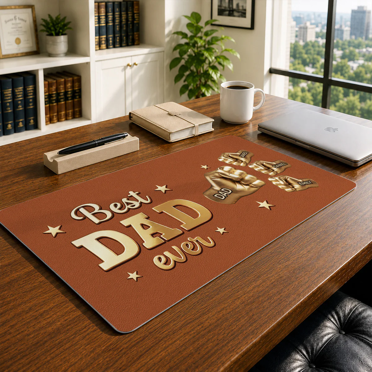 Gold Best Dad - Personalized Custom Desk Mat - Image 2