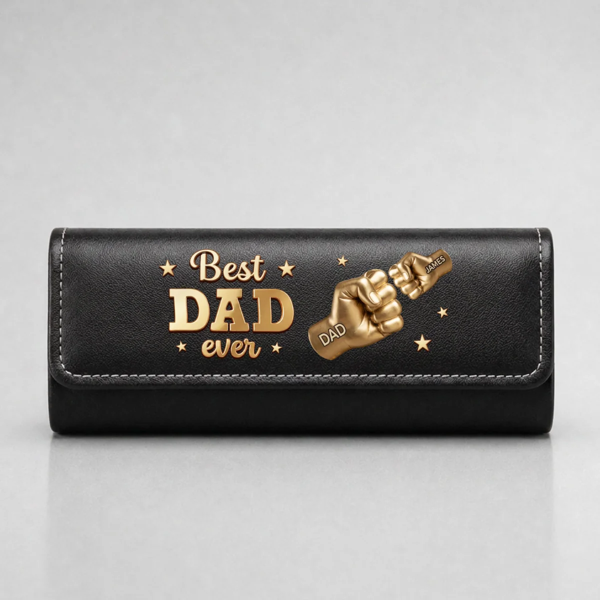 Gold Best Dad - Personalized Custom Leather Eyeglass Case - Image 7