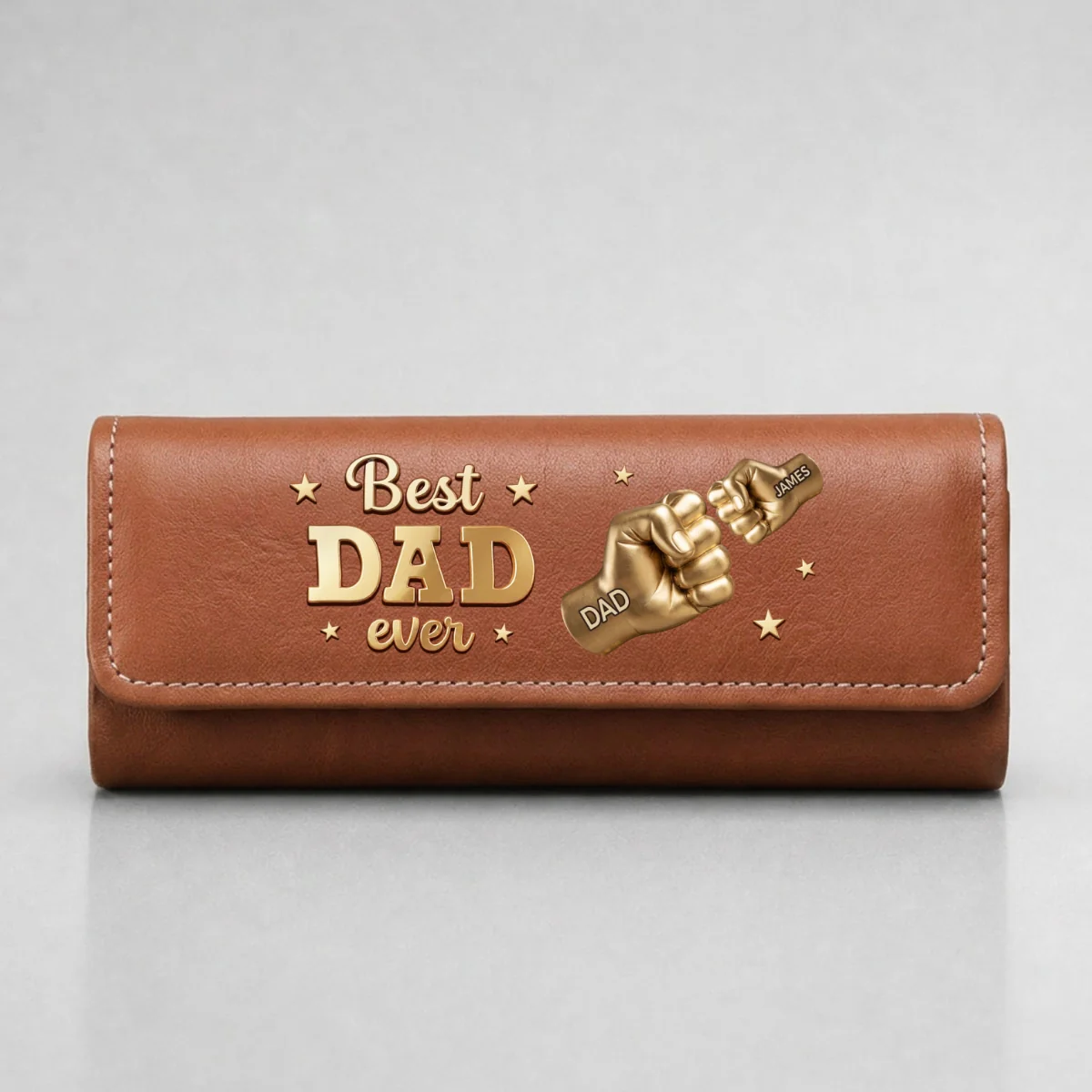 Gold Best Dad - Personalized Custom Leather Eyeglass Case - Image 9