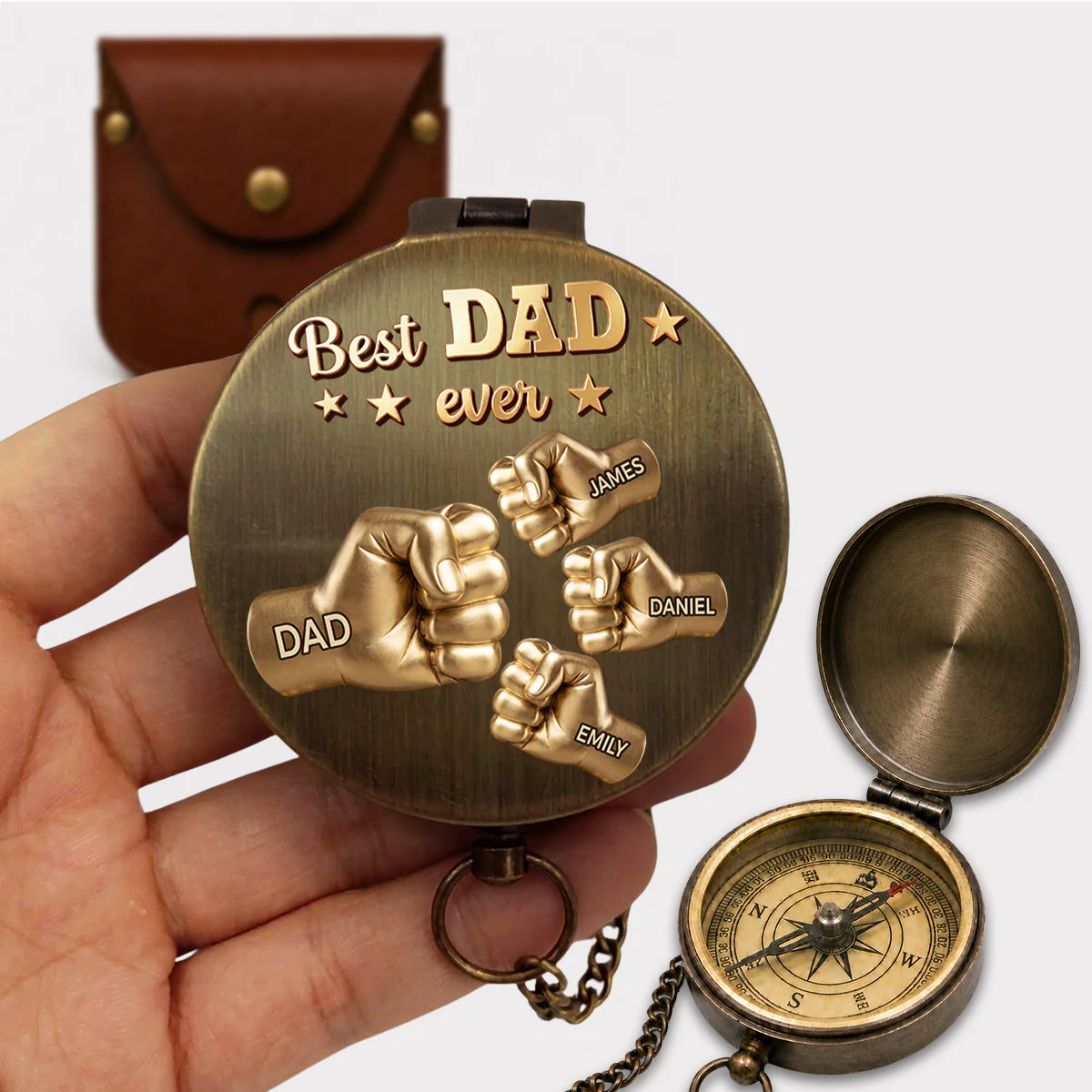 Gold Best Dad - Personalized Custom Pocket Compass