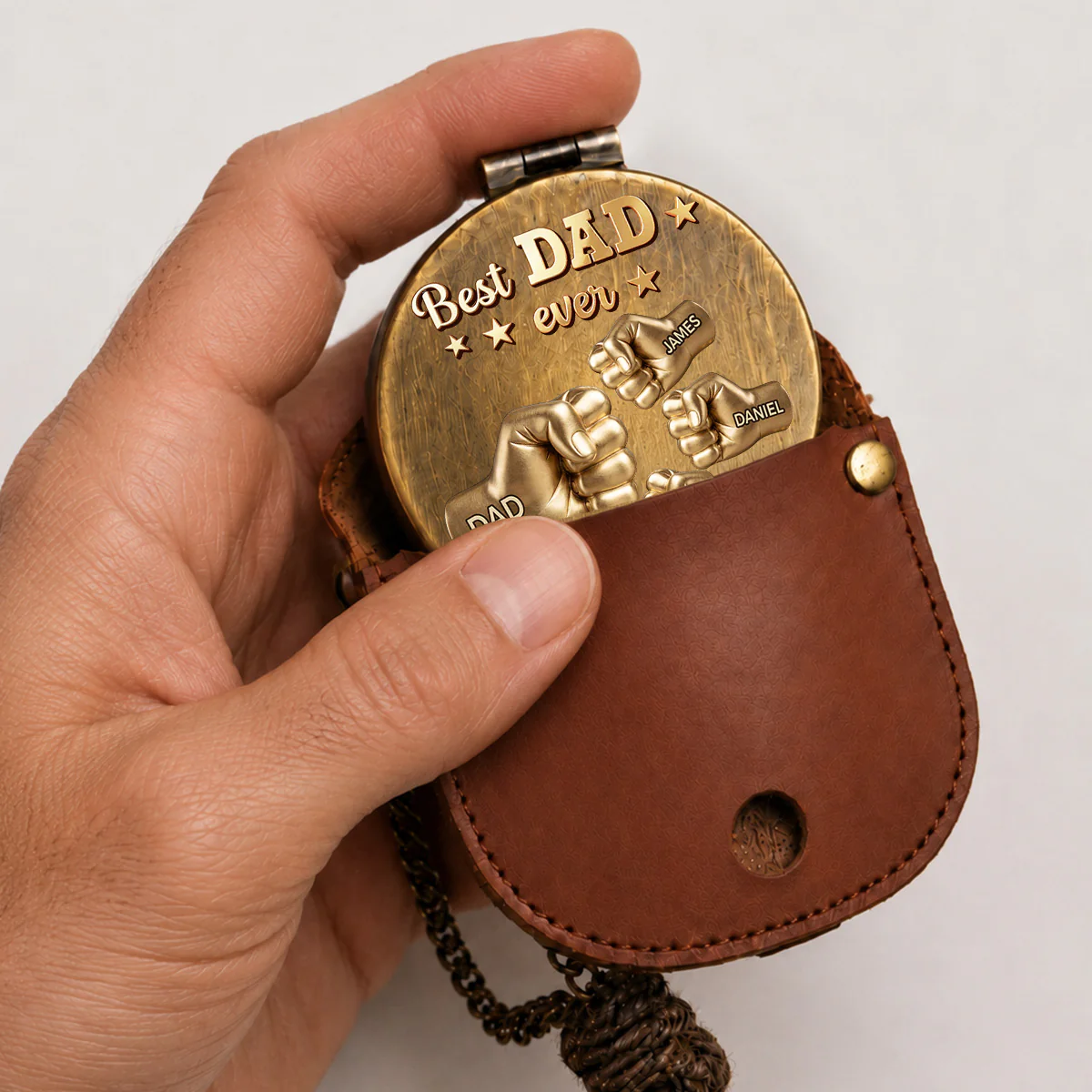 Gold Best Dad - Personalized Custom Pocket Compass - Image 5