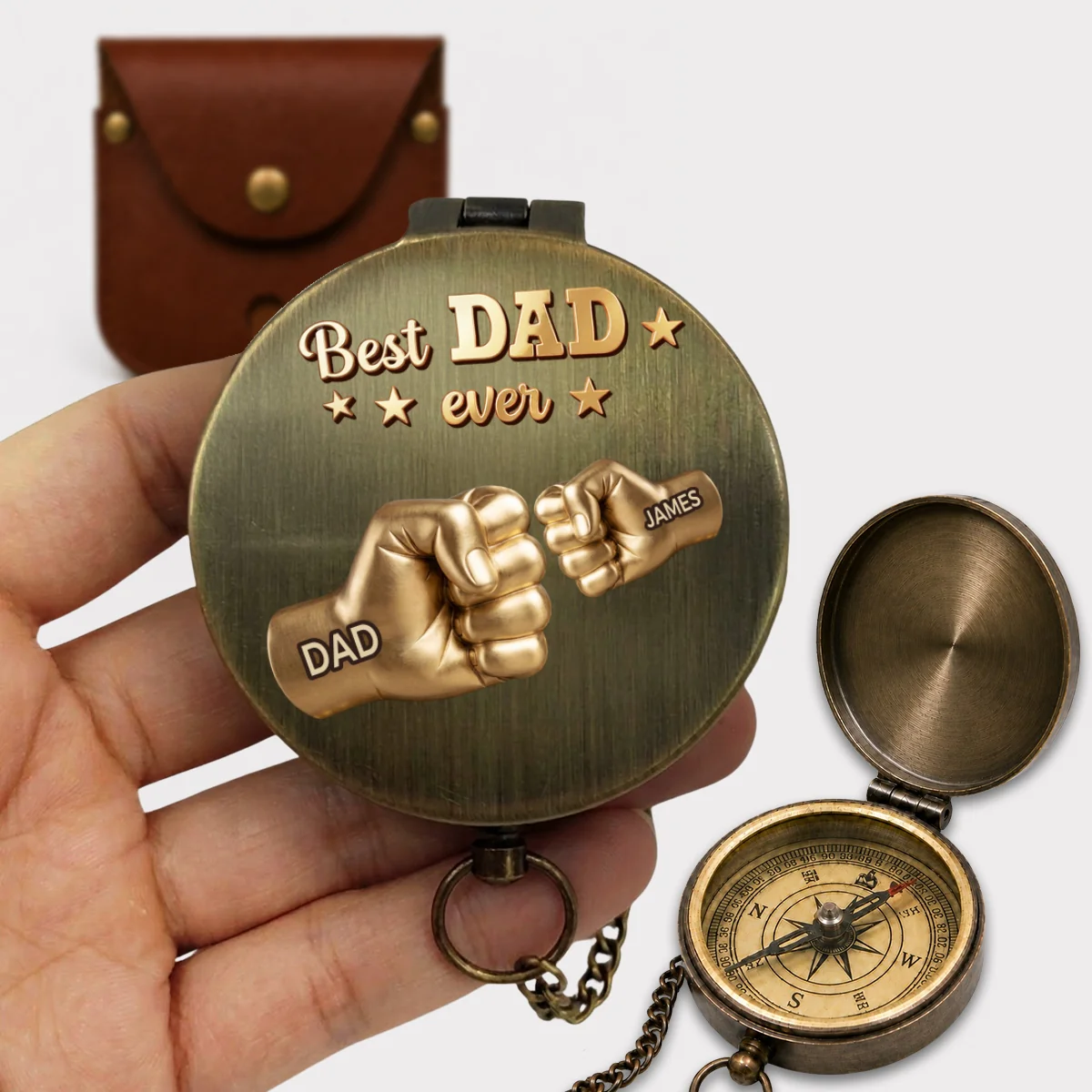 Gold Best Dad - Personalized Custom Pocket Compass - Image 7