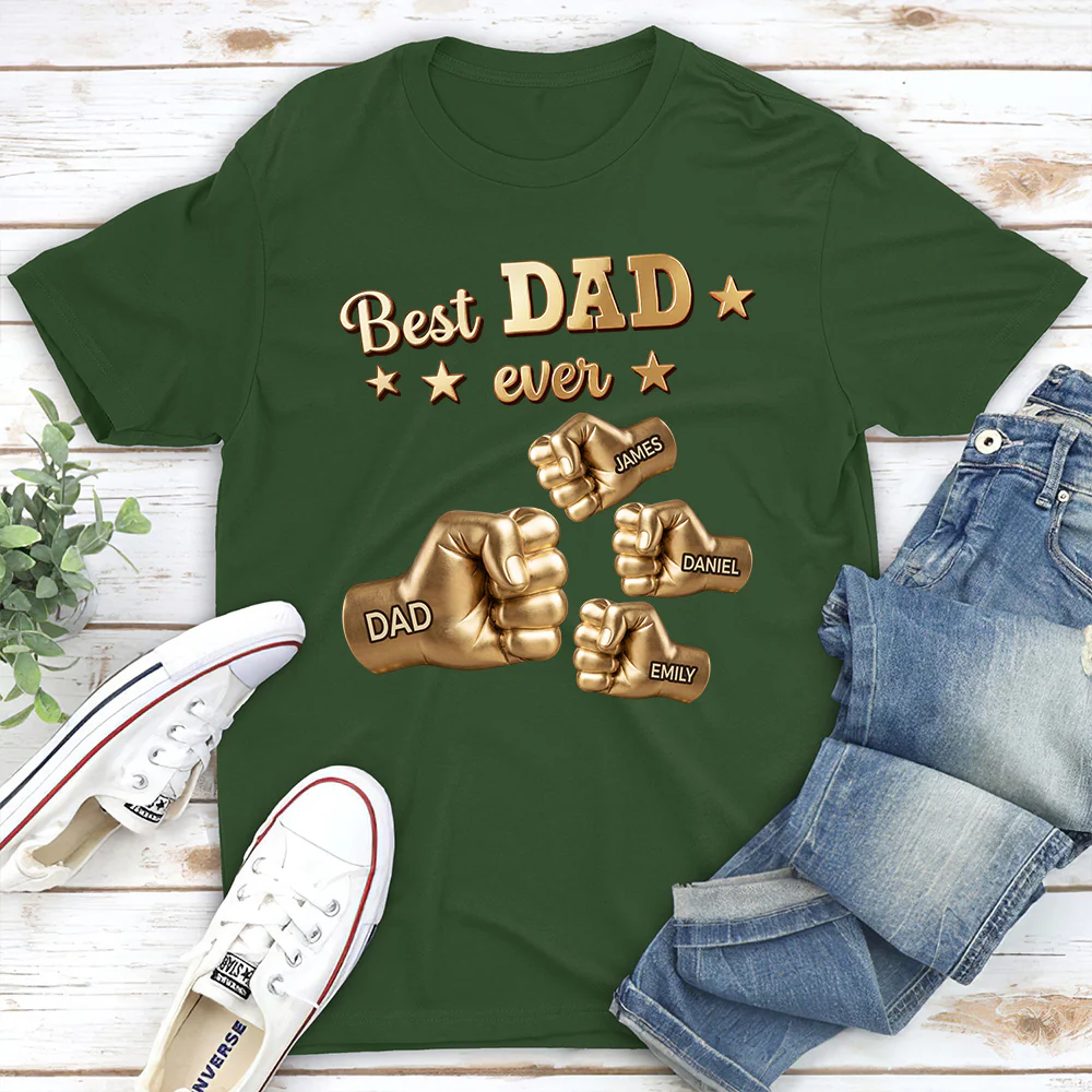 Gold Best Dad - Personalized Custom Shirt - Image 3