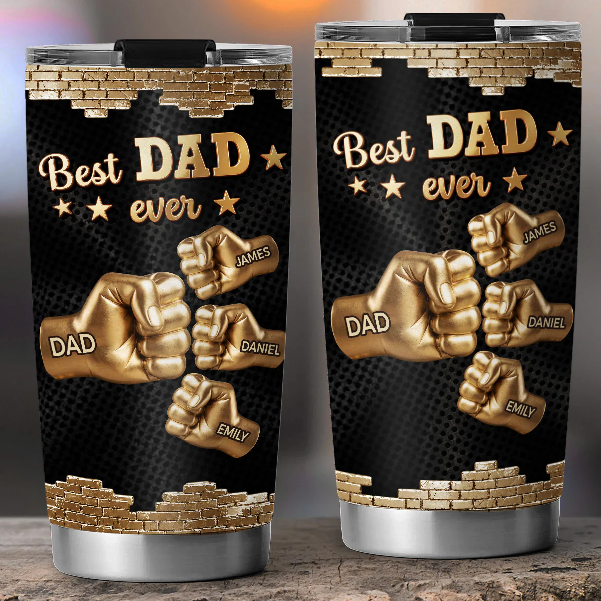 Gold Best Dad - Personalized Custom Tumbler - Image 5
