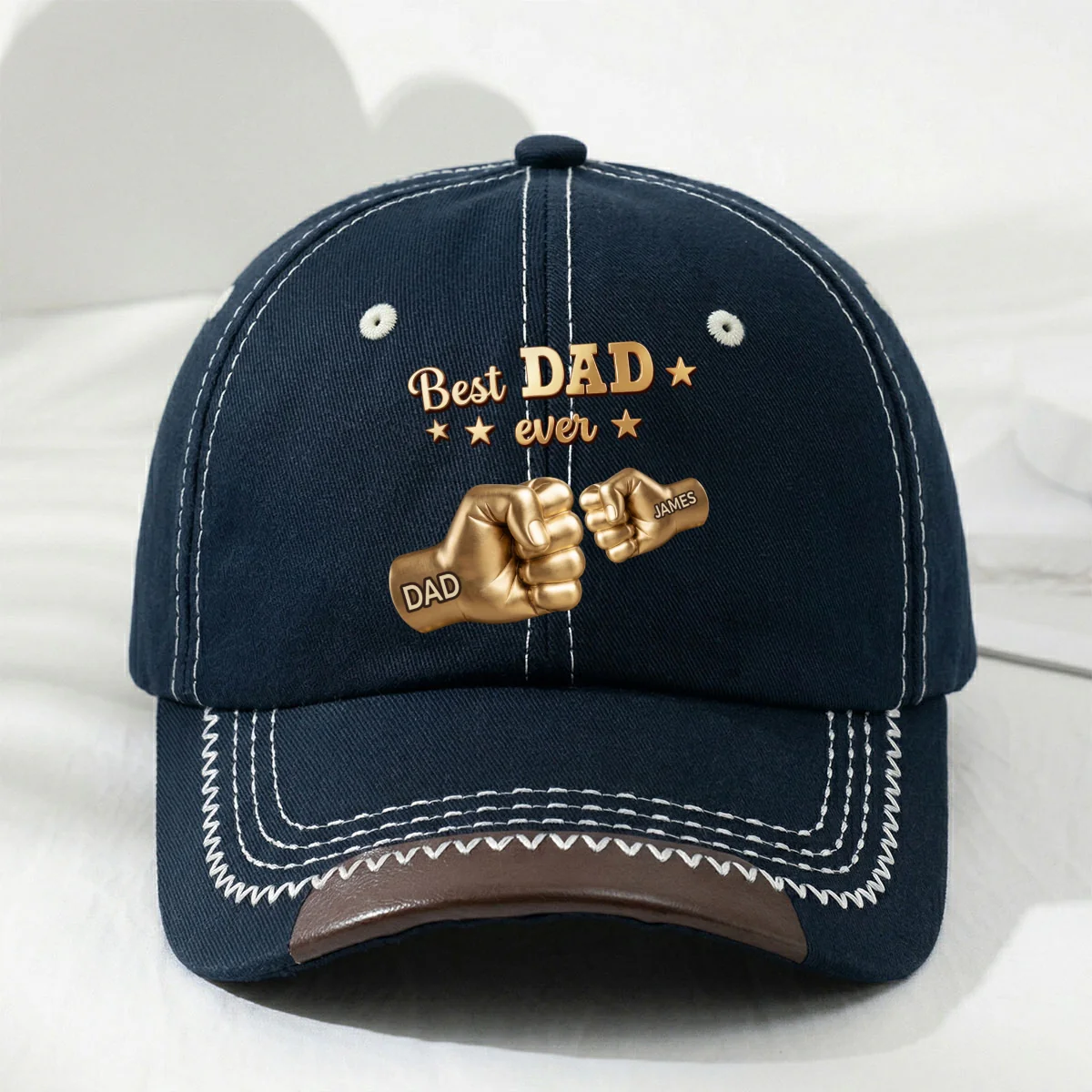 Gold Best Dad - Personalized Custom Vintage Soft Baseball Cap - Image 10