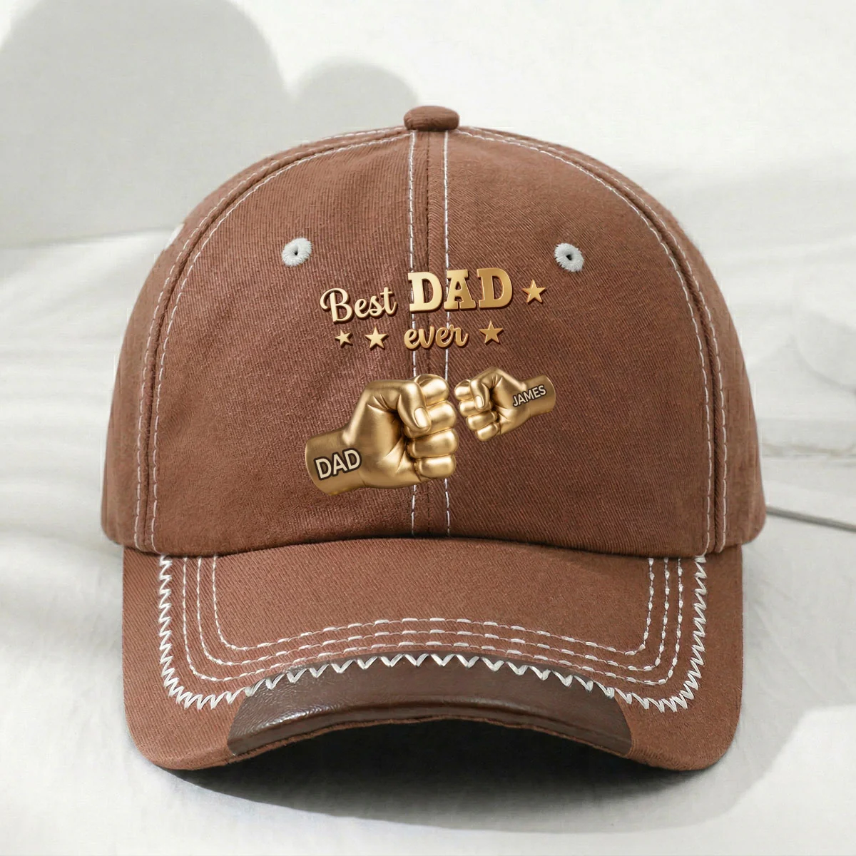 Gold Best Dad - Personalized Custom Vintage Soft Baseball Cap - Image 9