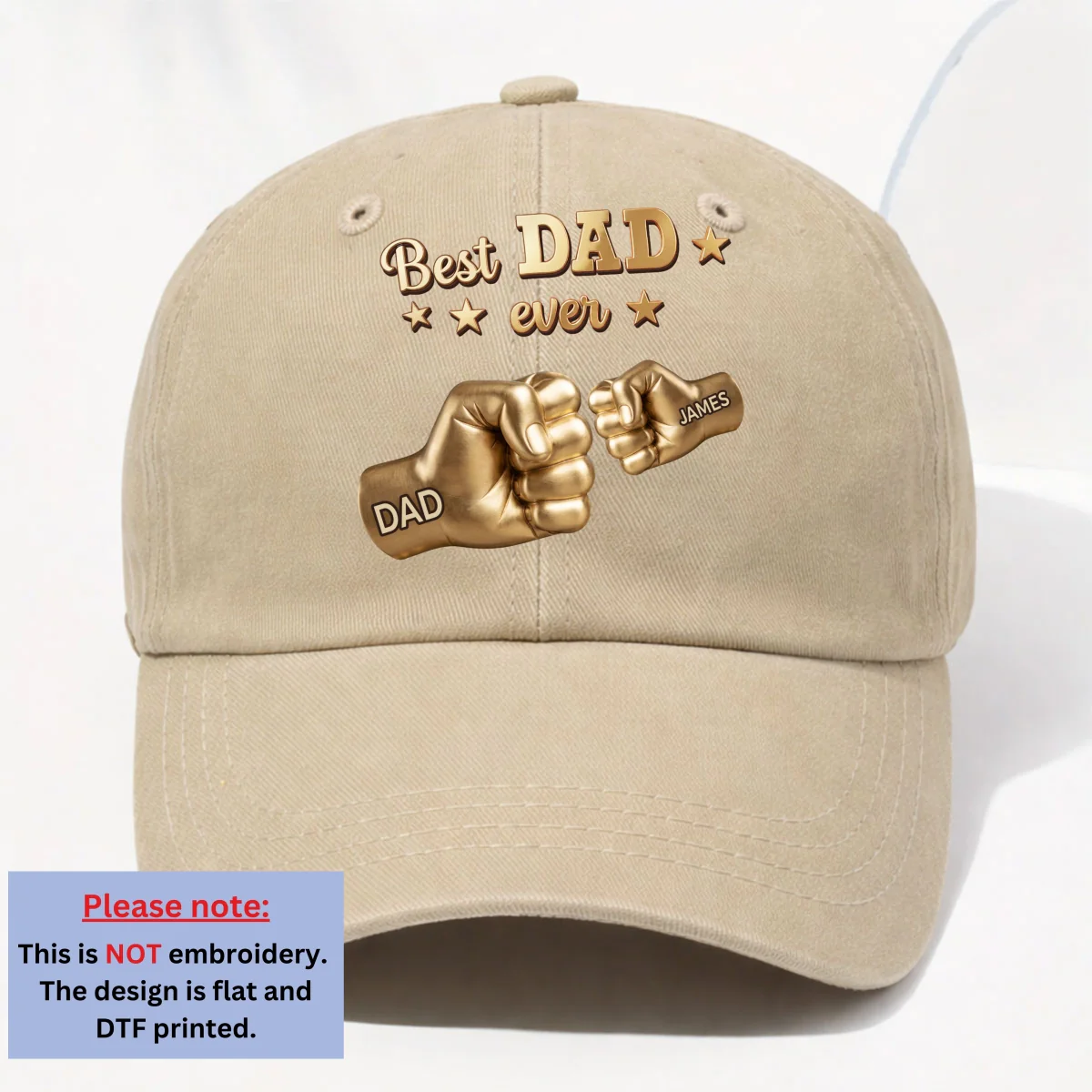 Gold Best Dad - Personalized Custom Vintage Washed Denim Cap - Image 11