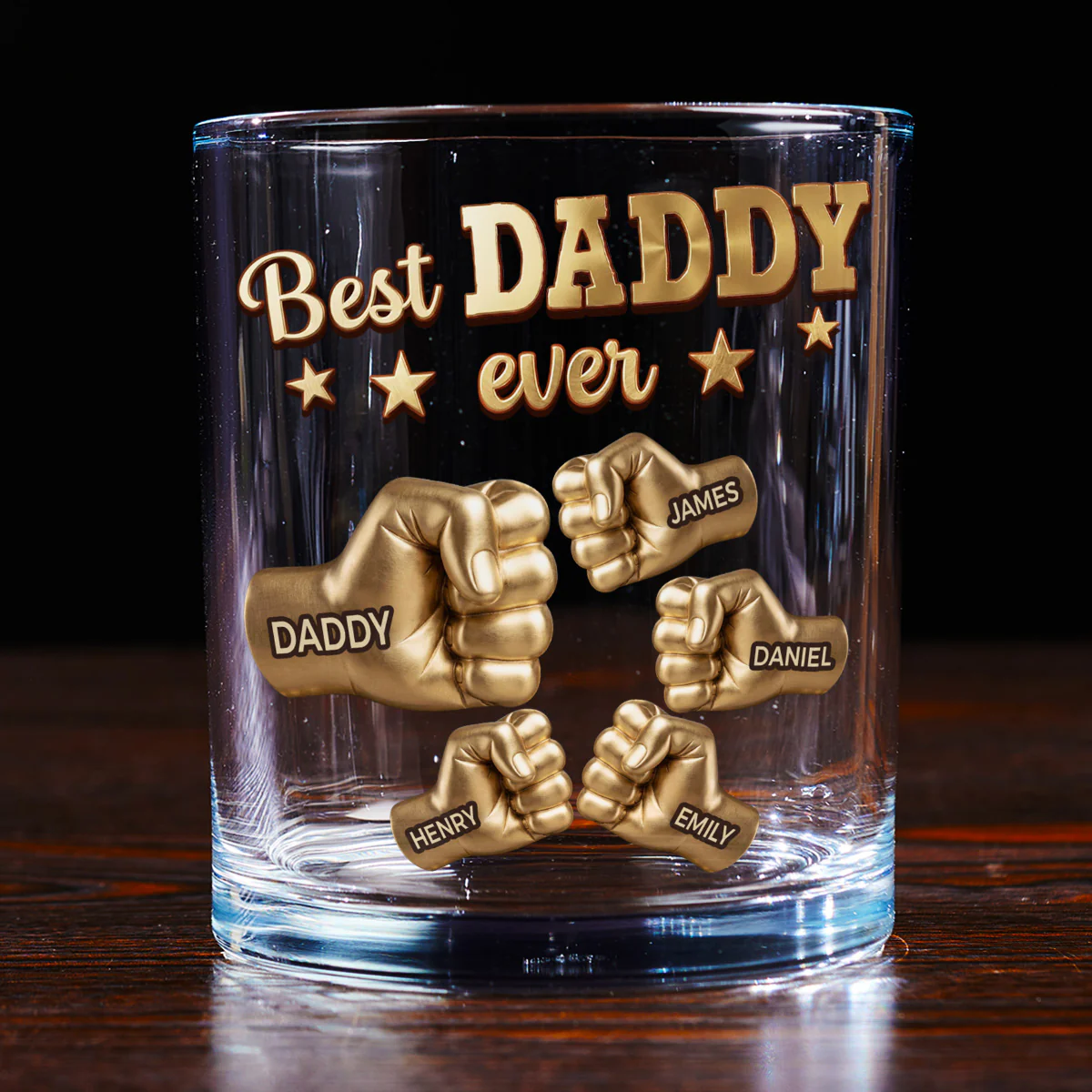 Gold Best Dad - Personalized Custom Whiskey Glass - Image 3