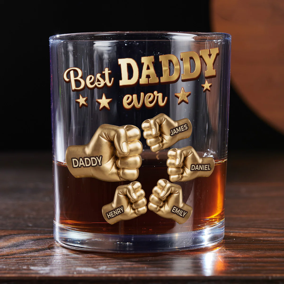 Gold Best Dad - Personalized Custom Whiskey Glass - Image 4