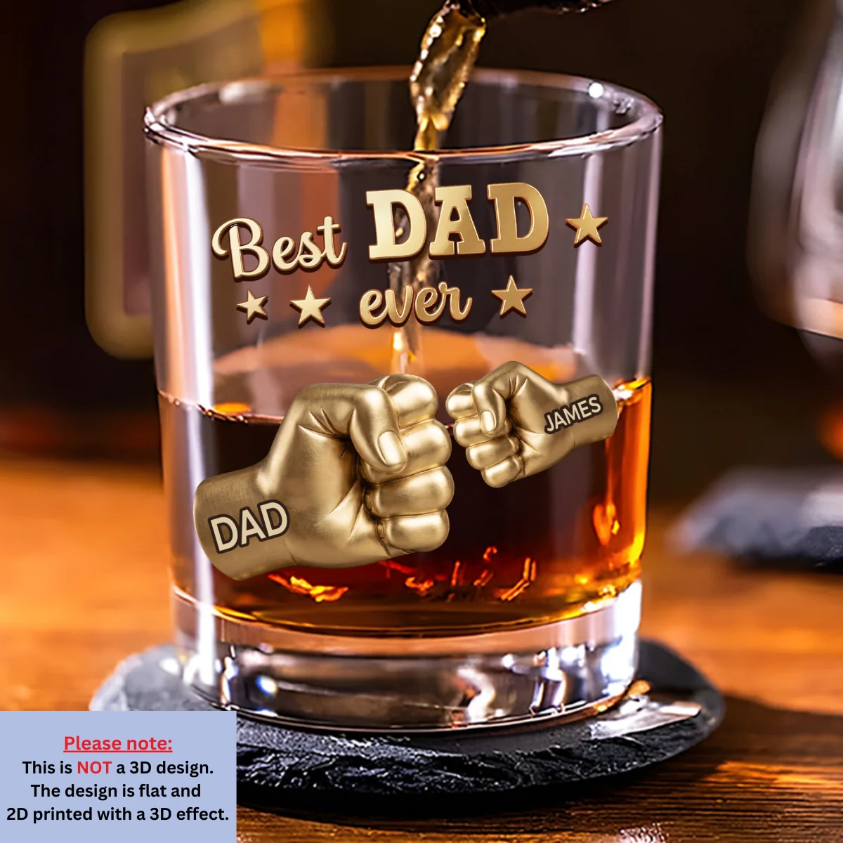 Gold Best Dad - Personalized Custom Whiskey Glass - Image 7