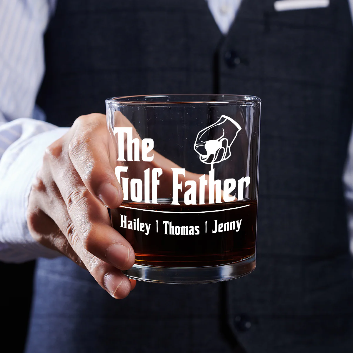 Golf Father - Personalized Custom Whiskey Glass - Image 5
