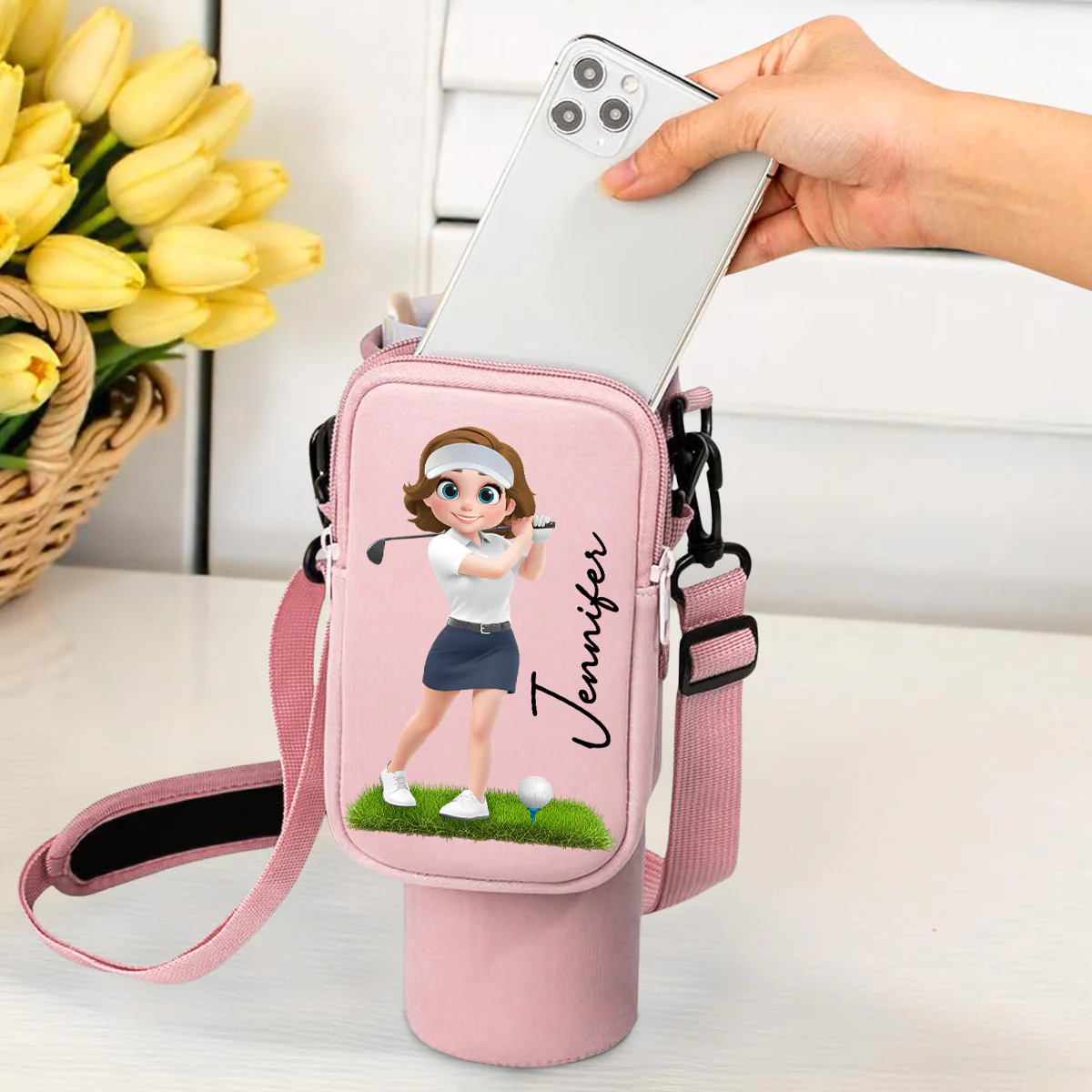 Golf Lover - Personalized Custom Water Bottle Carrier Bag - Image 2