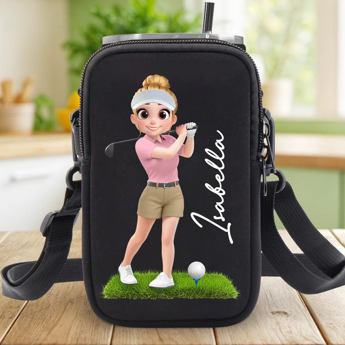 Golf Lover - Personalized Custom Water Bottle Carrier Bag - Image 3
