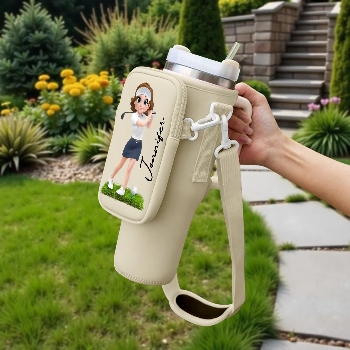 Golf Lover - Personalized Custom Water Bottle Carrier Bag - Image 4