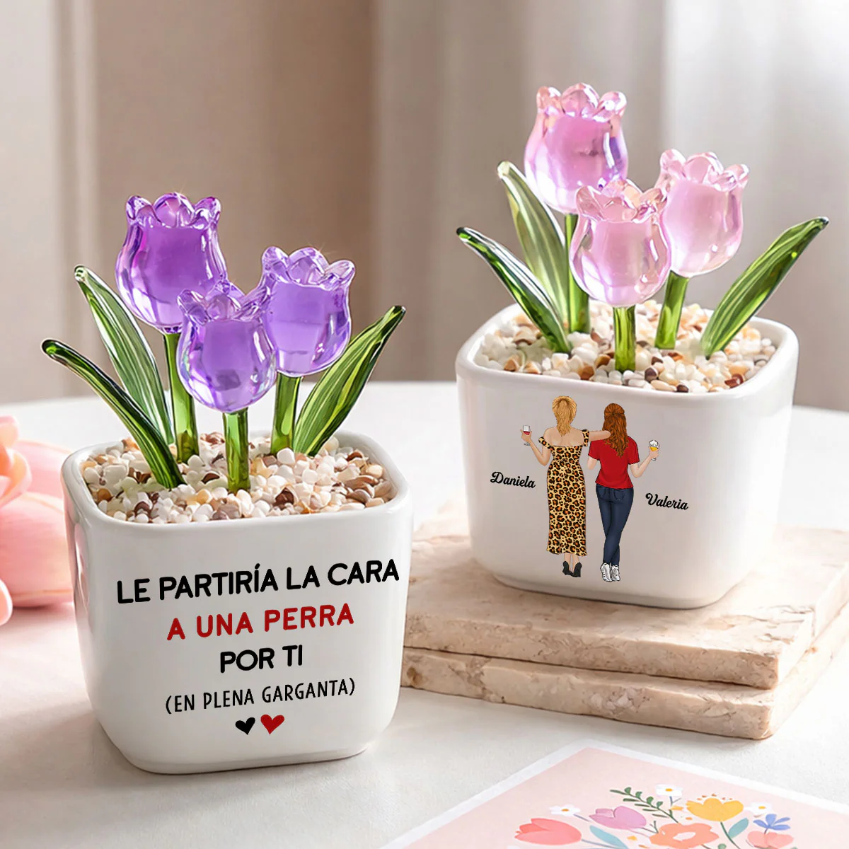 Golpearía Por Ti - Tulipanes Eternos De Vidrio Personalizados