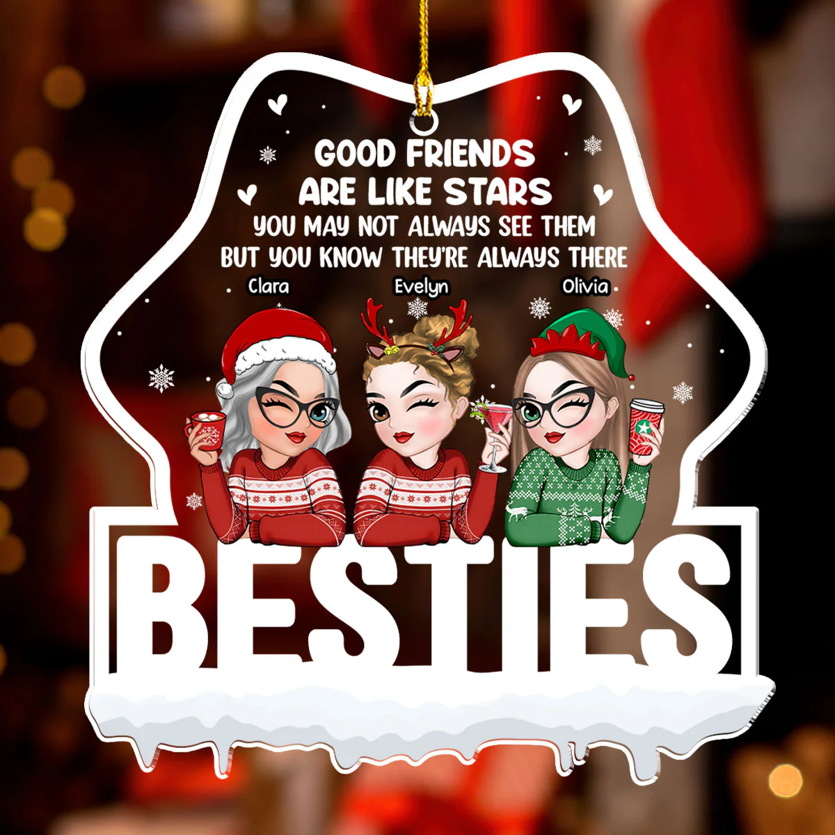 Good Friends Are Always There - Personalized Custom Acrylic Ornament - Image 2