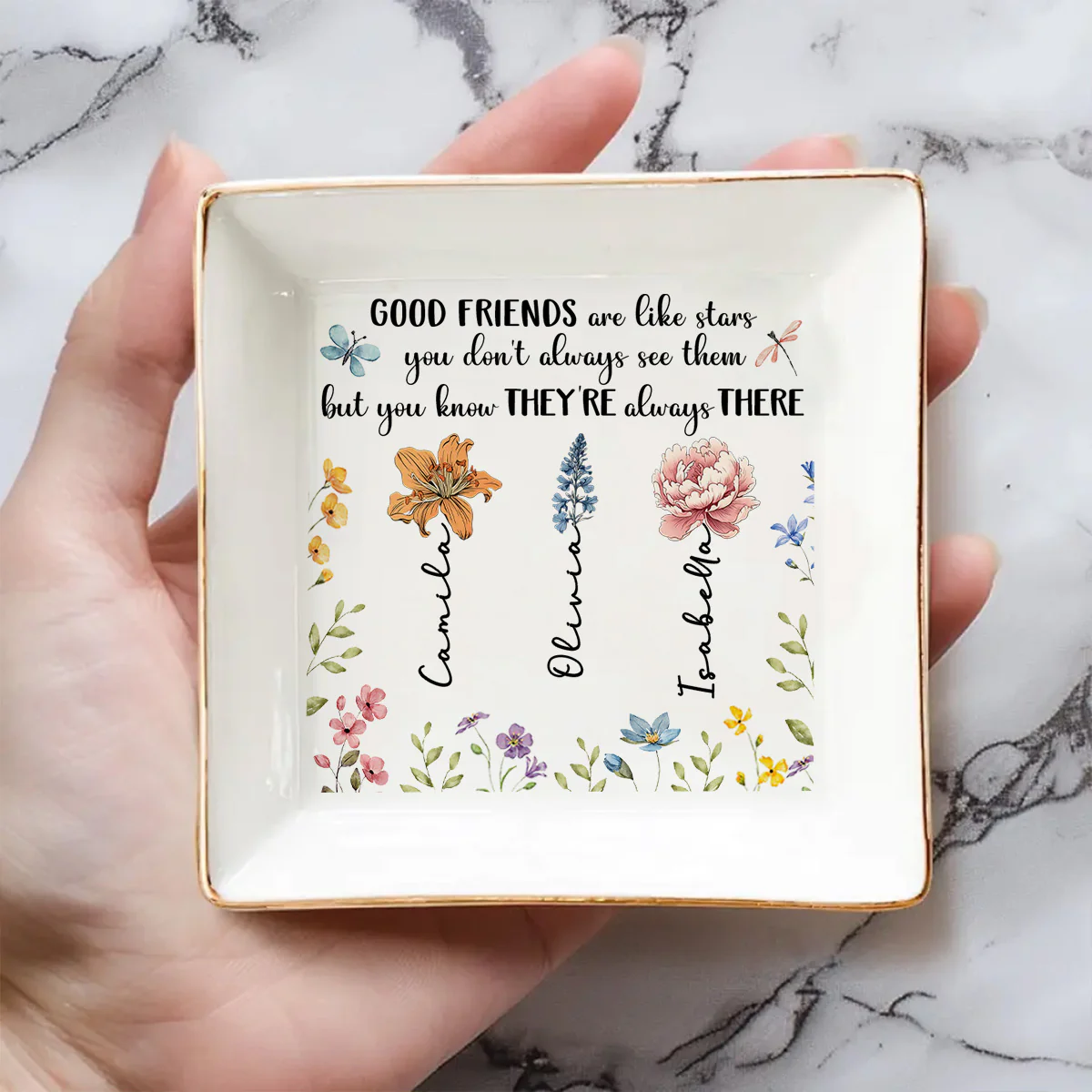 Good Friends Are Like Stars - Personalized Custom Jewelry Dish - Image 2
