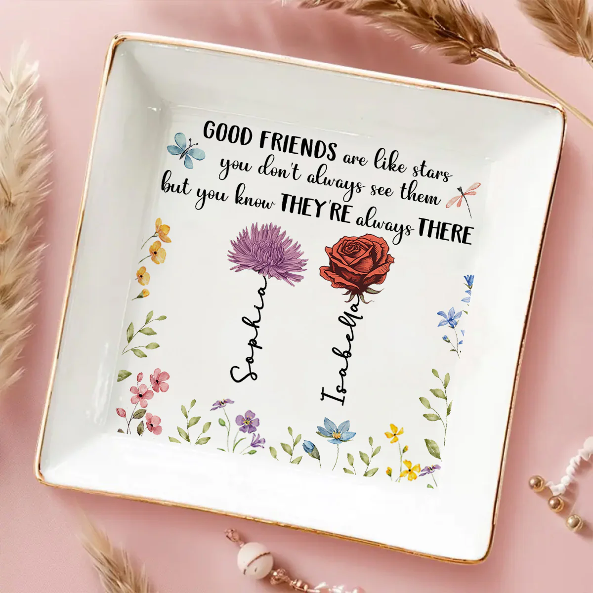 Good Friends Are Like Stars - Personalized Custom Jewelry Dish - Image 4