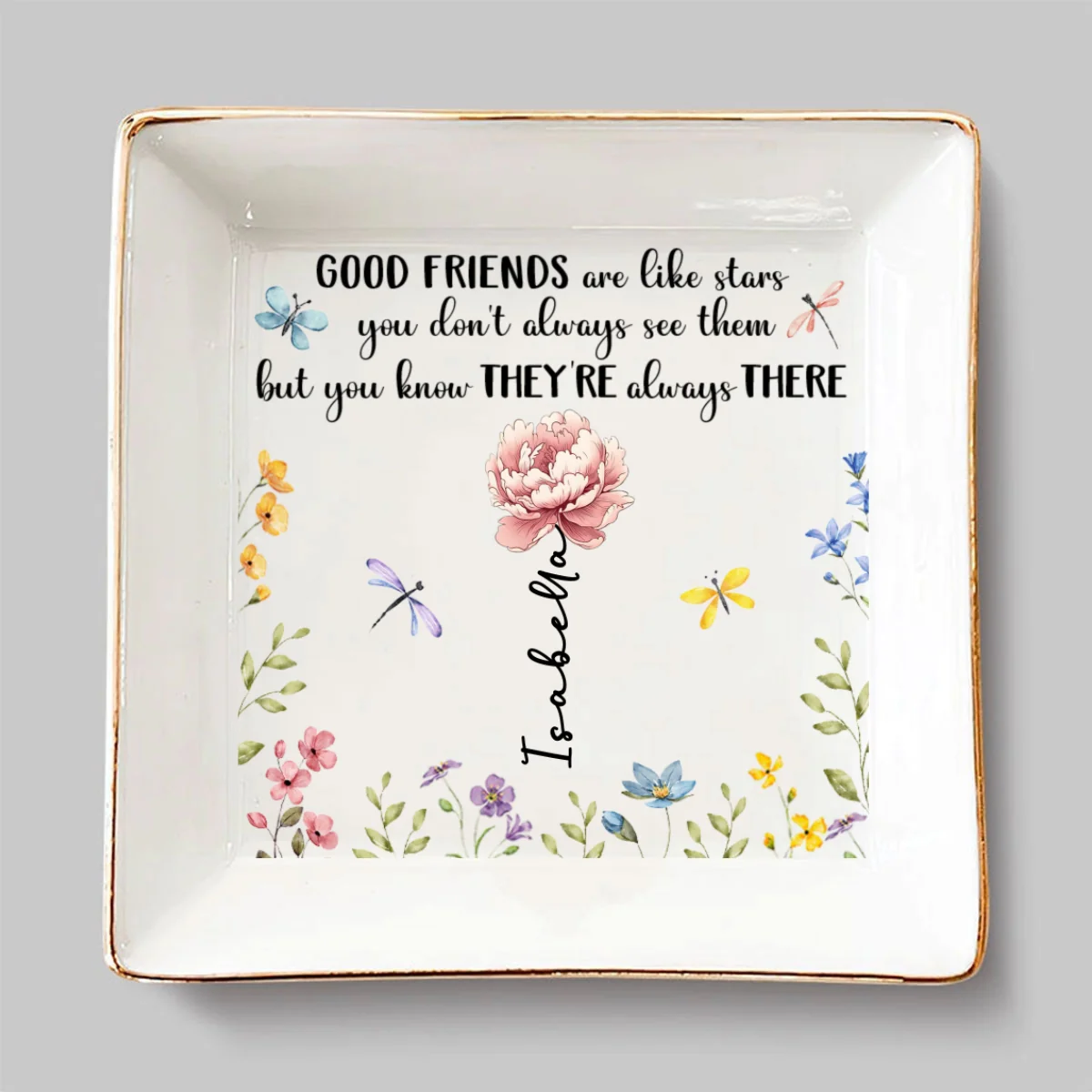 Good Friends Are Like Stars - Personalized Custom Jewelry Dish - Image 7