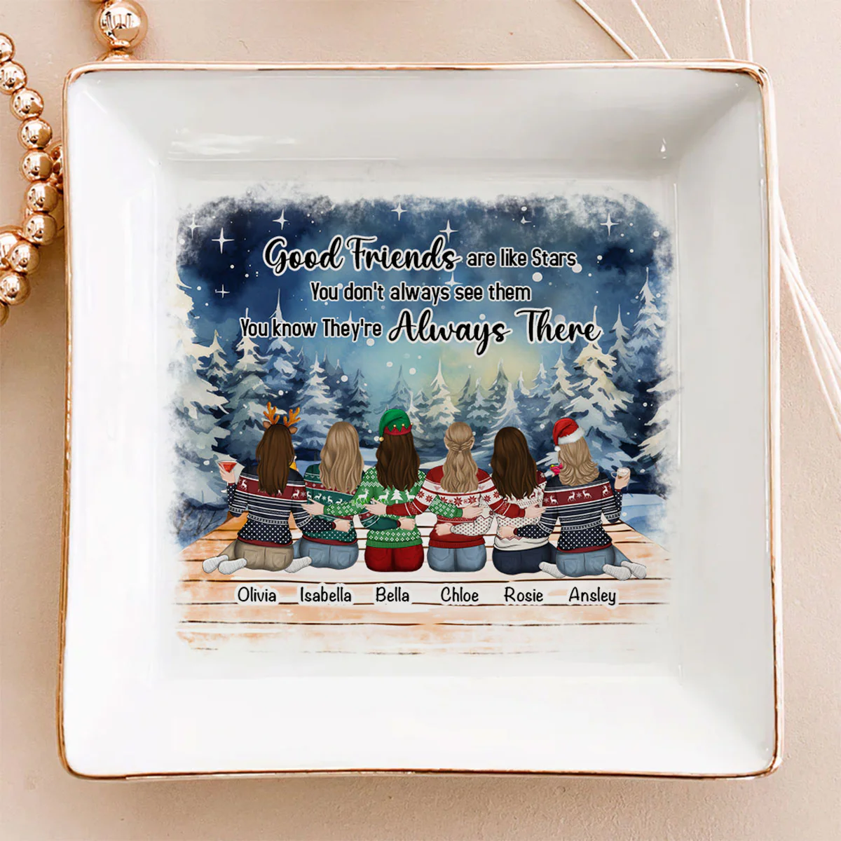 Good Friends Are Like Stars - Personalized Custom Jewelry Dish - Image 2