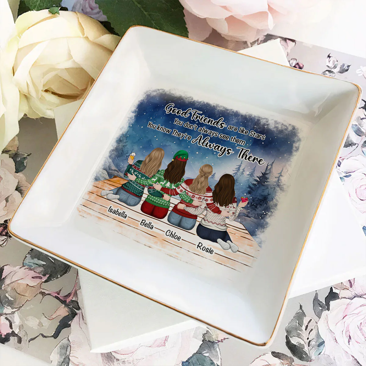 Good Friends Are Like Stars - Personalized Custom Jewelry Dish - Image 4