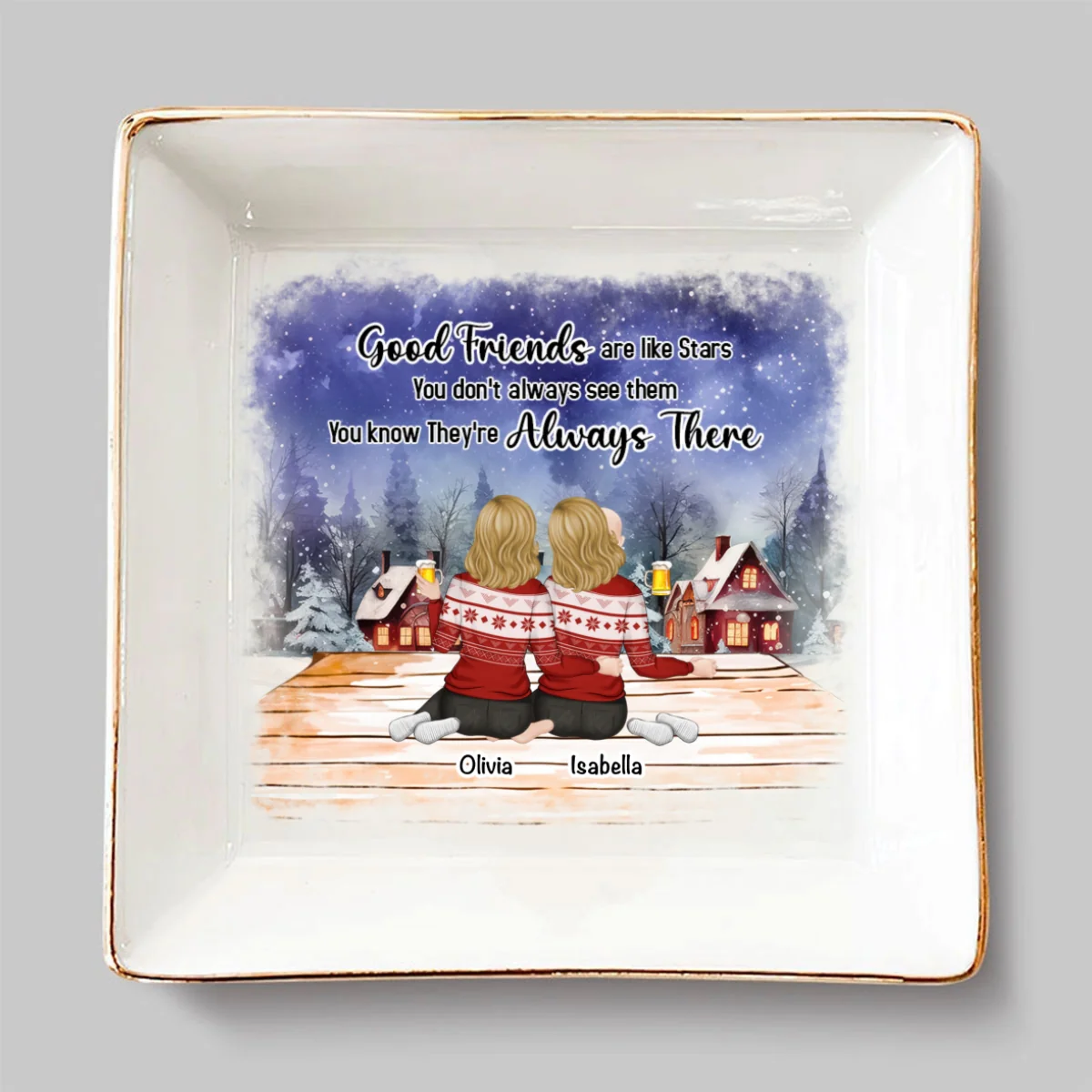 Good Friends Are Like Stars - Personalized Custom Jewelry Dish - Image 7