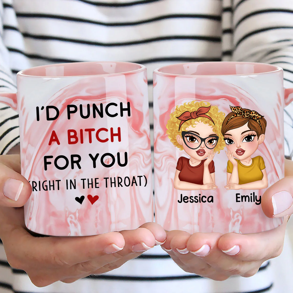 Good Friends - Personalized Custom Pink Marble Mug - Image 3